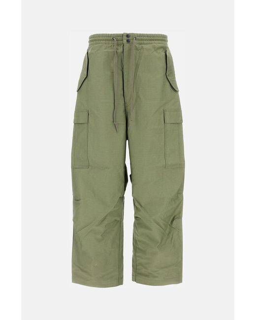 Junya Watanabe Green Cargo-Style Pants With Adjustable Drawstring for men