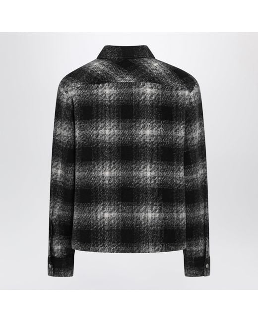 Moncler Black Check-Pattern Wool-Blend Jacket for men