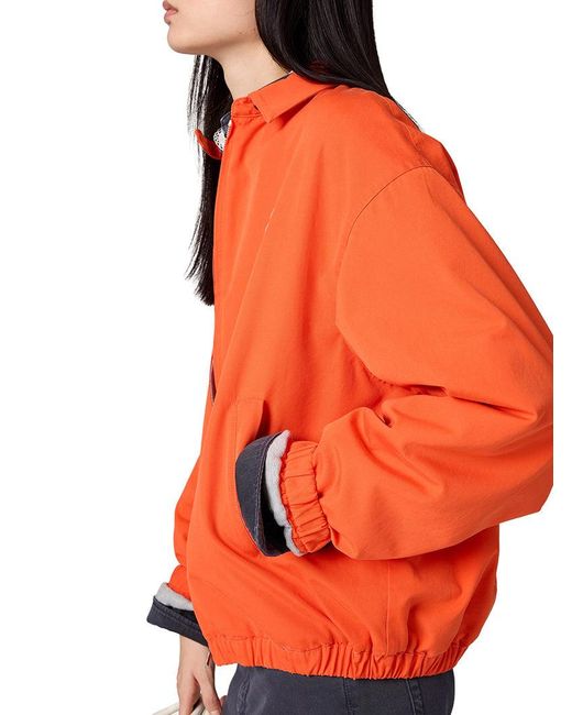Miu Miu Orange Cotton Poplin Bomber Jacket With Logo
