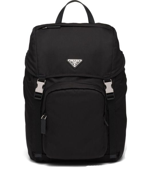 Prada Black Re-Nylon And Saffiano Leather Backpack for men