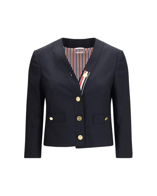 Thom Browne Blue Hopsack Cardigan Jacket