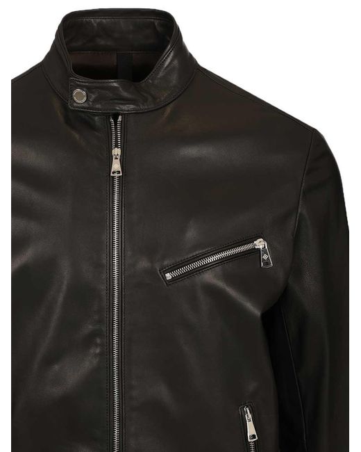 Tagliatore Black Leather Jackets for men