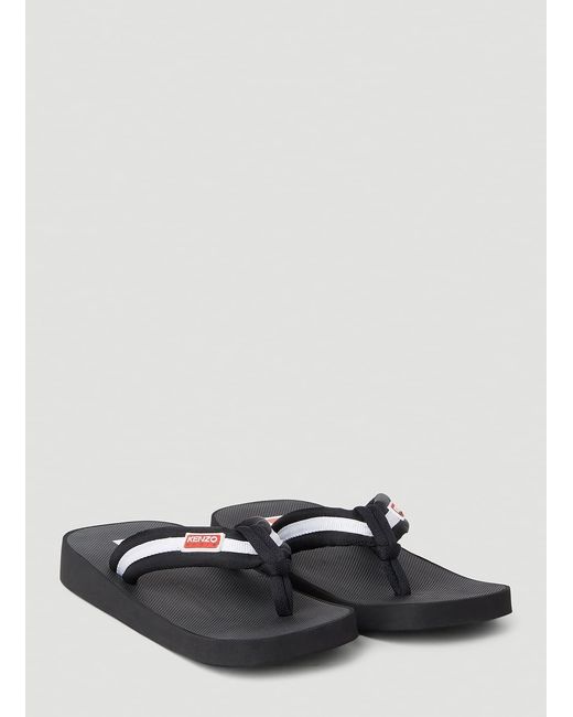 KENZO Black Logo Patch Flip Flops