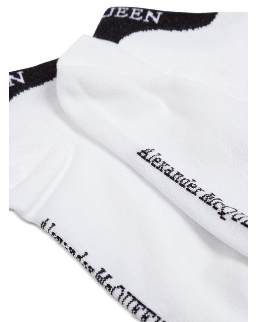 McQueen White Cotton Socks With Logo for men