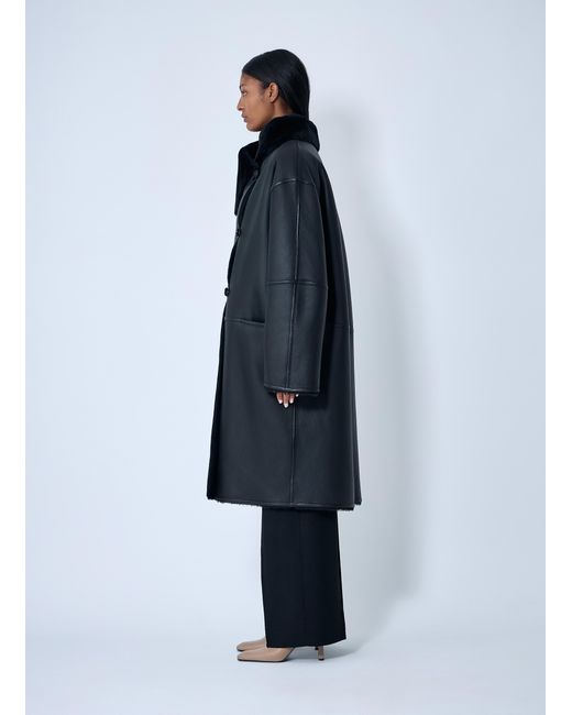 Totême Blue Shearling Wrap Coat