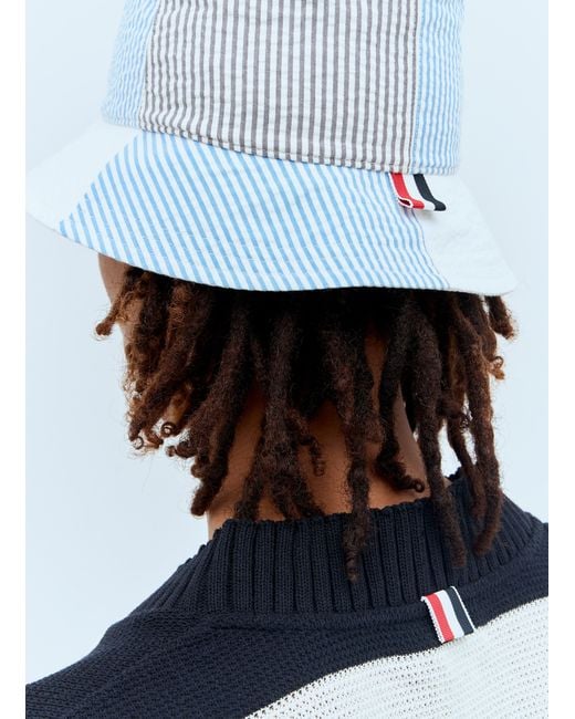 Thom Browne Blue Quarter Bucket Hat for men