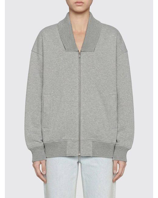 Gucci Gray Cotton Blend Zip Bomber Sweatshirt