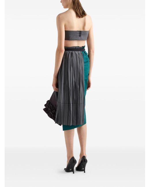 Prada Blue Patchwork Midi Skirt