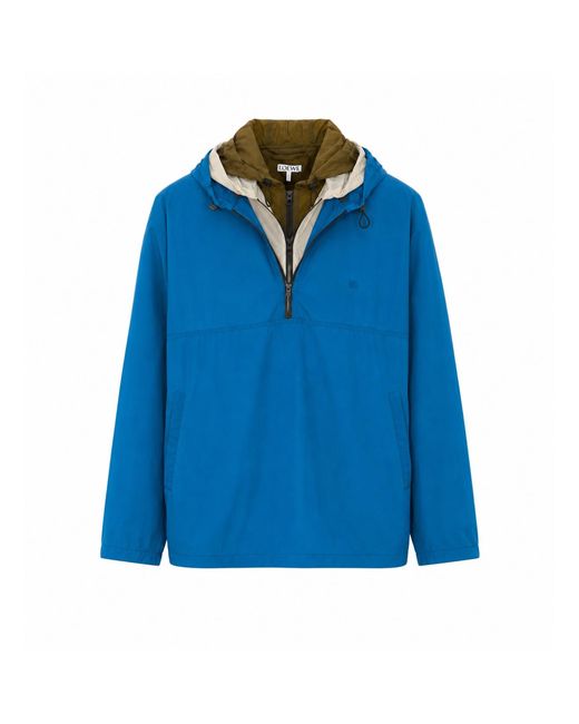 Loewe Blue Anorak Jacket With Mini Logo And Technical Shell for men