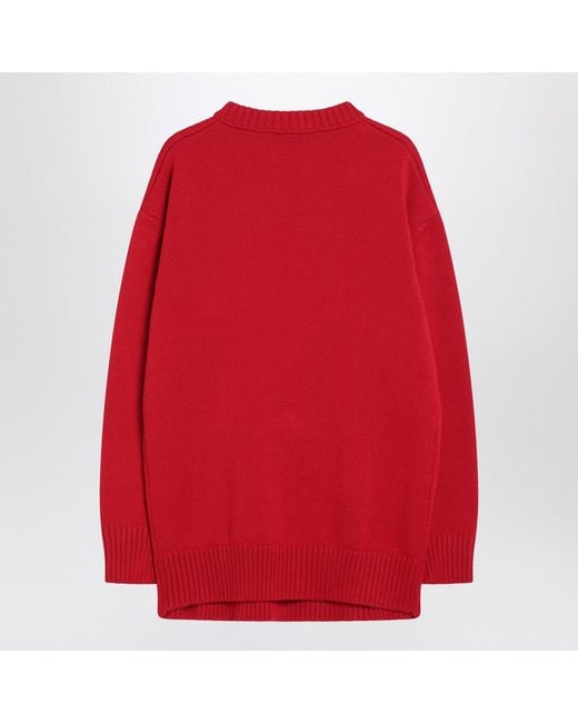 Prada Red Wool Sweater With Bow