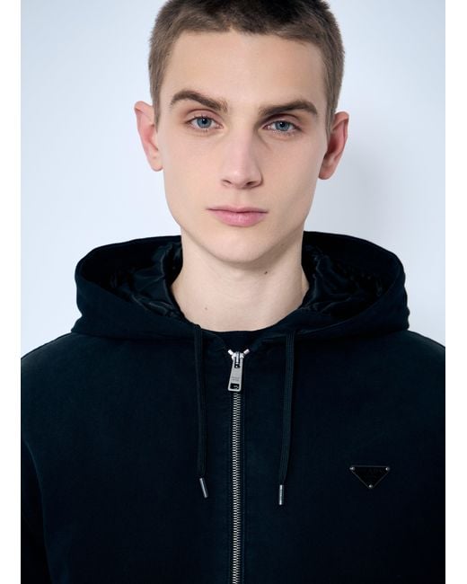 Prada Blue Denim Hooded Jacket for men