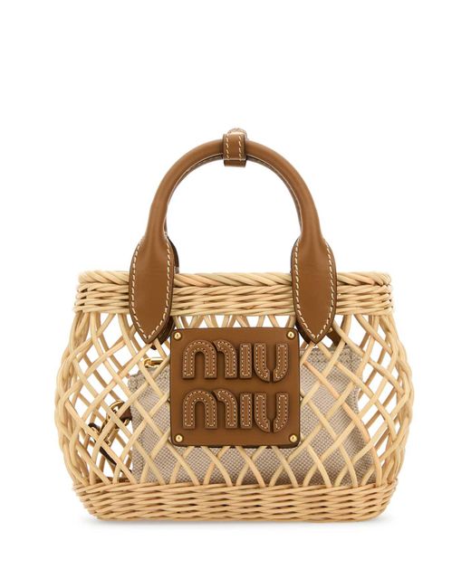 Miu Miu Metallic Raffia Handbag