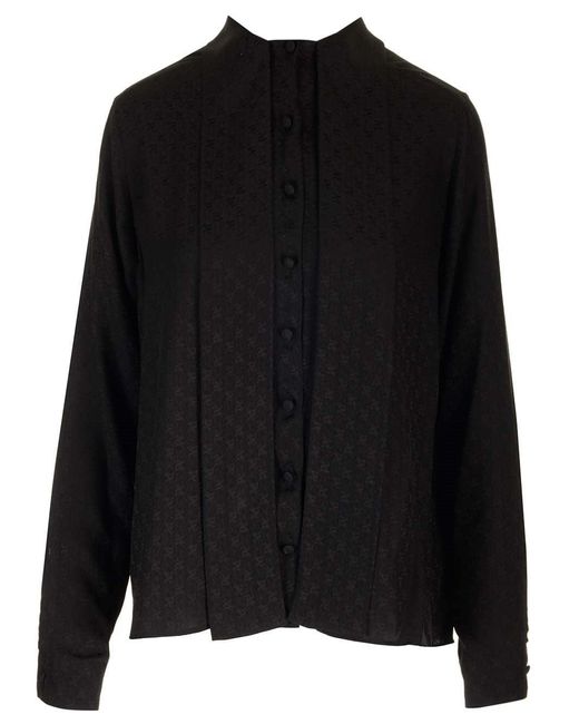 Palm Angels Black Monogram Silk Blouse