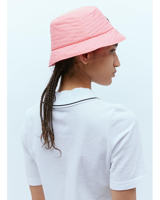 Moncler White Logo Patch Bucket Hat