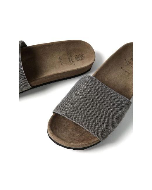 Brunello Cucinelli Gray Sliders