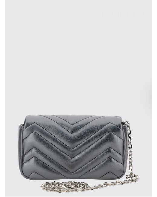 Gucci Gray Gg Marmont Quilted Nappa Mini Bag By With Chevron Motif