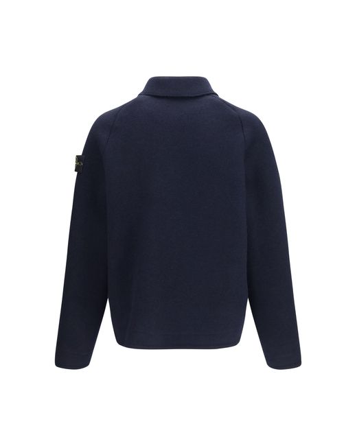 Stone Island Blue Virgin Wool Jacket for men