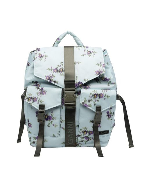 Ganni Blue Re-Tech Printed Backpack