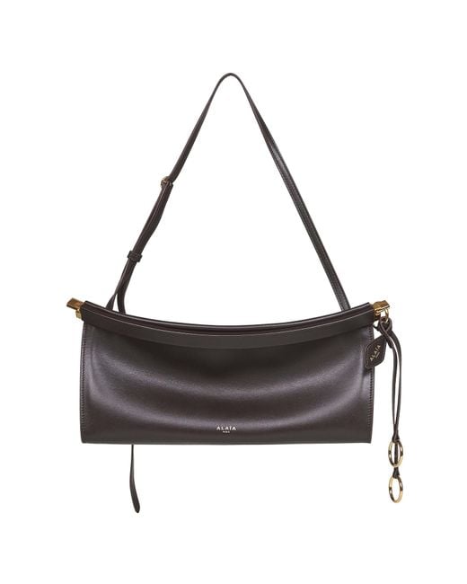 Alaïa White Marron Fonce Le Click East West Medium Shoulder Bag<Br