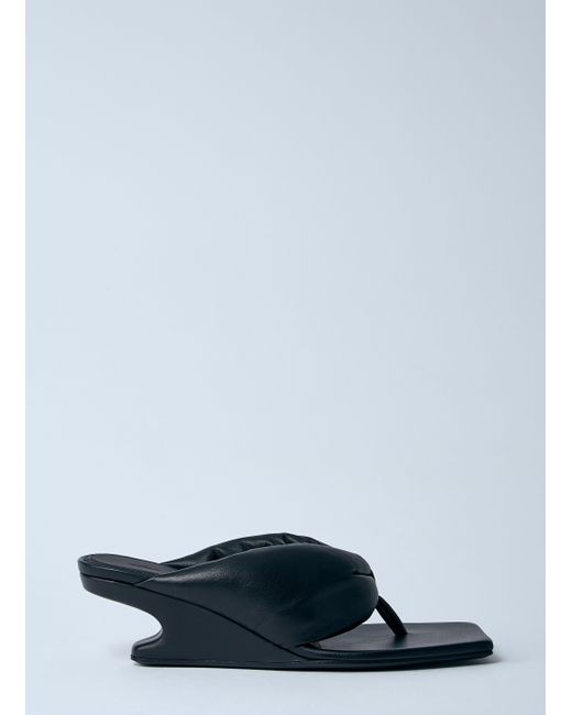 Rick Owens Blue Leather Thong Wedge Sandals