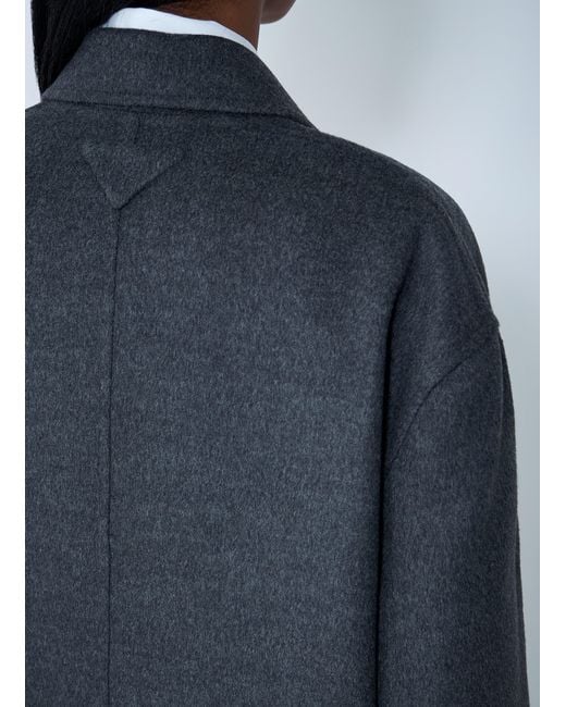 Prada Blue Long Wool-Blend Coat