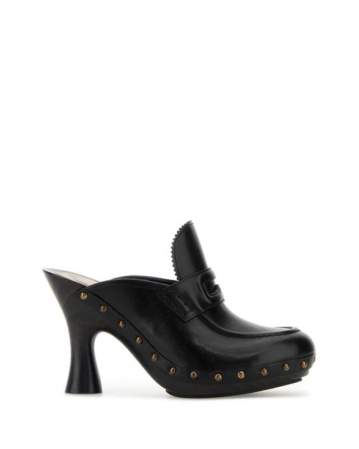 Burberry Black Leather Mules