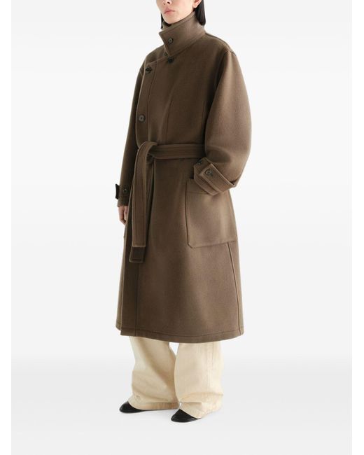 Lemaire Brown Wool Wrap Coat for men
