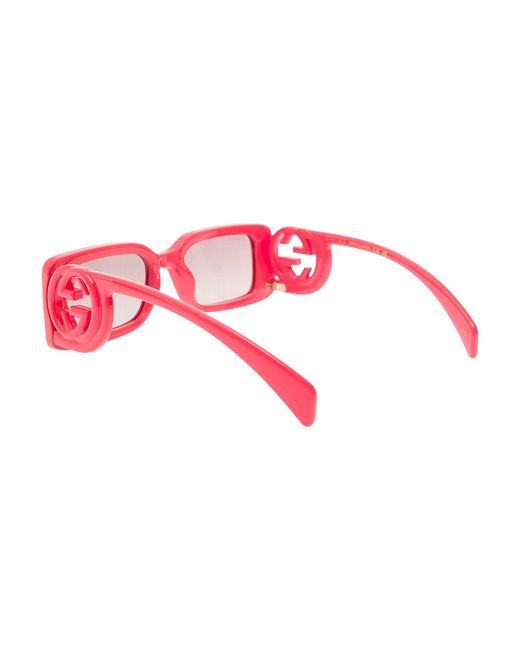 Gucci Pink 'Gg1325S' Rectangular Sunglasses With Interlocking Gg Cut-Out