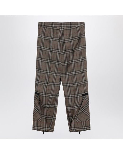 Burberry Gray Cargo Pants Check Pattern for men