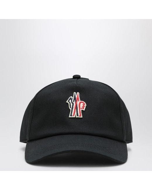 Moncler Black Baseball Cap With Logo Patch for men