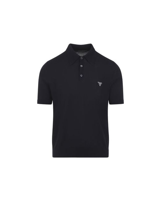 Prada Black Knit Polo for men