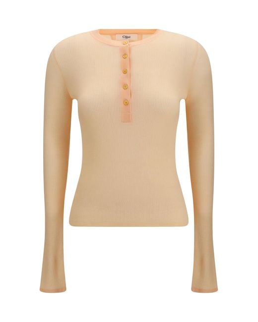 Chloé White Chloé Ribbed Wool Sweater