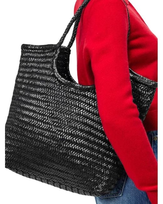 Dragon Diffusion Black Ns Diagonal Leather Tote Bag