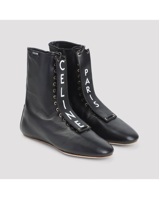 Céline Black Lace-Up Boot