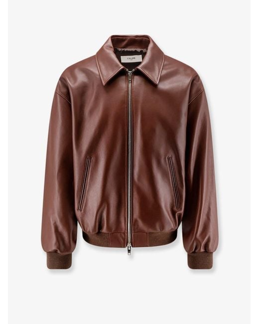 Céline Brown Teddy Leather Jacket for men