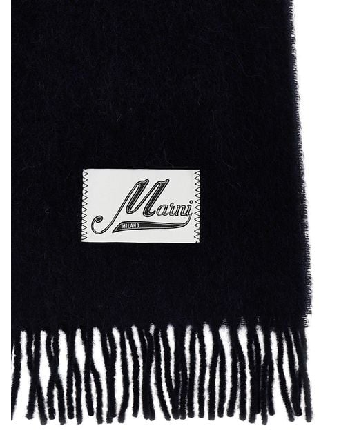 Marni Black Scarf With Logo Patch for men