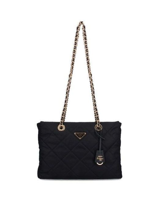 Prada Black Medium Tote Bag "Re-Edition 1995 Chaãne"
