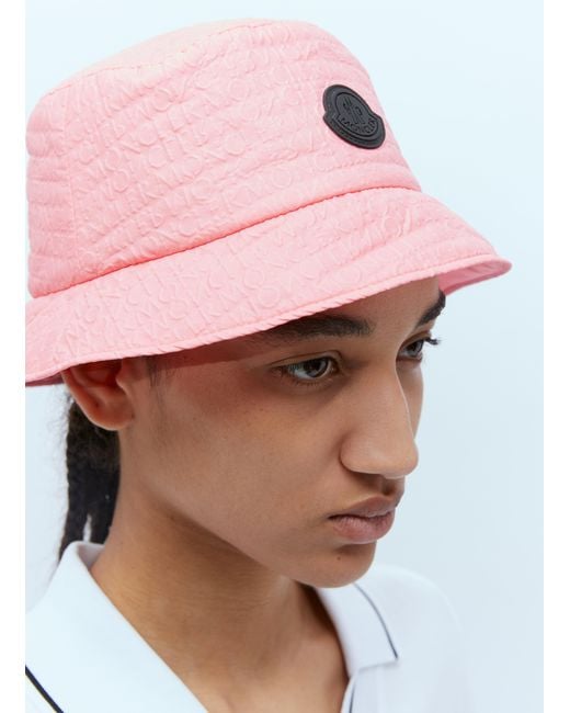Moncler White Logo Patch Bucket Hat