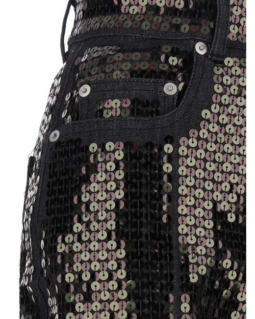 Rick Owens Black 'Bolan' Flared Rhinestoned Jeans With Wide Leg