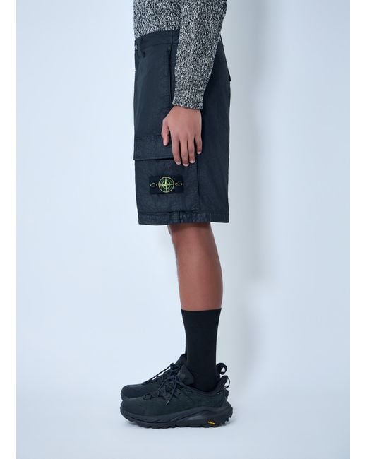 Stone Island Blue Logo Patch Shorts for men