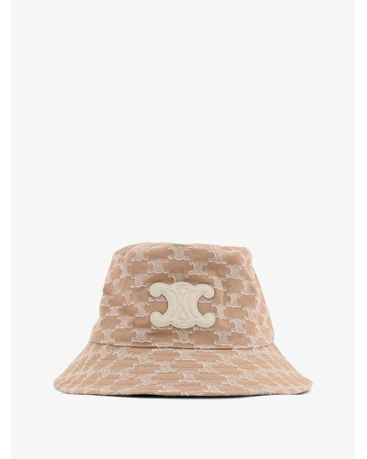 Céline Natural Cotton Hat With Triomphe Logo All-Over