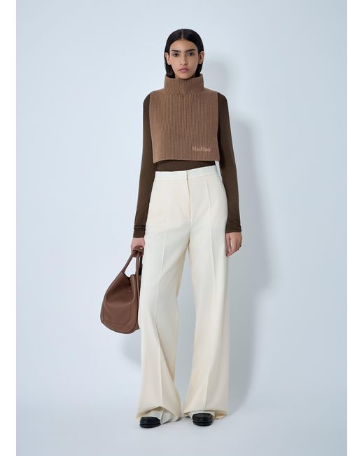 Max Mara White Tailored Wool Pants