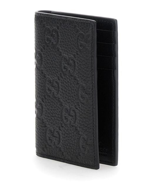 Gucci Black Bi-Fold Wallet With Vertical Design for men