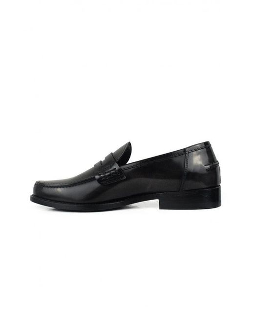 ALBERTO Black Leather Loafers for men