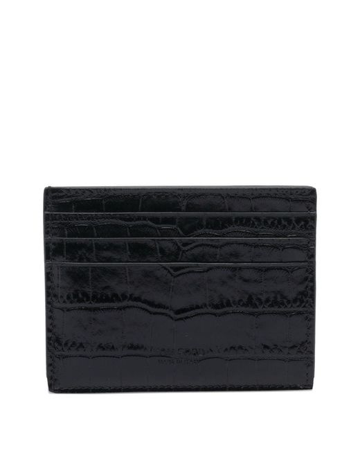 Tom Ford Black Shiny Crocodile-Print Leather Card Holder for men
