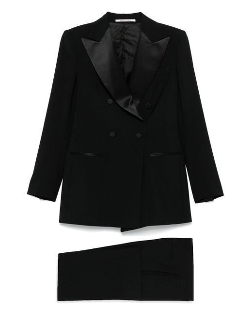 Tagliatore Black Wool Double Breasted Suit
