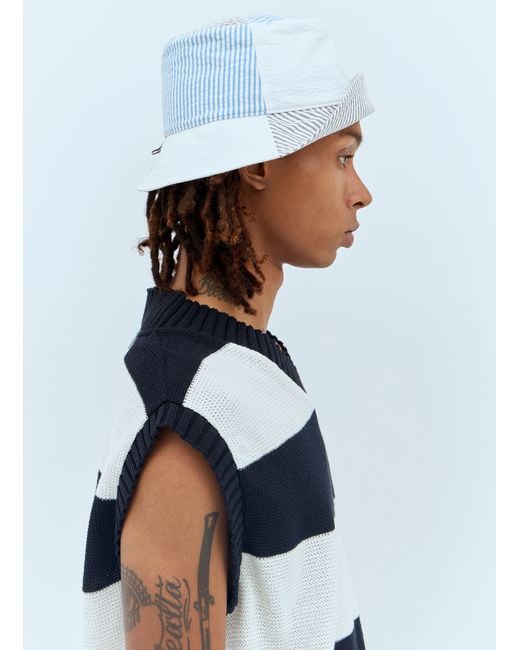 Thom Browne Blue Quarter Bucket Hat for men