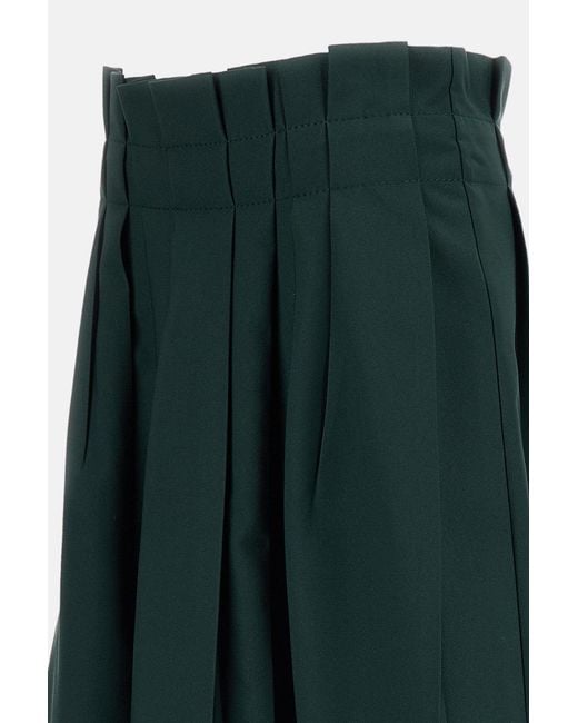Marni Green Pleated Fabric Midi Skirt