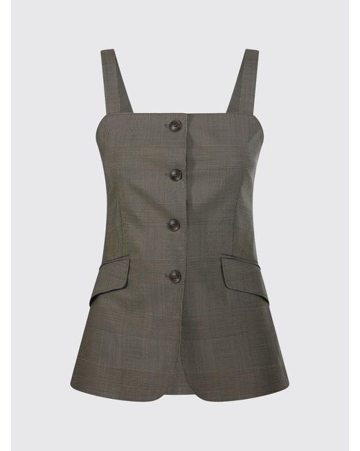 Max Mara Green Prince Of Wales Virgin Wool Single-Breasted Slim Fit Waistcoat