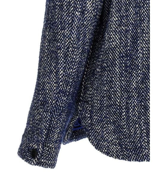 Etro Blue Wool Overshirt Jacket for men